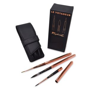 Le Voyageur Travel Brush Wallet Set  |  Travel and Pocket Paint Brushes Outdoor Studio & Plein Air Travel & Pocket Paint Brushes